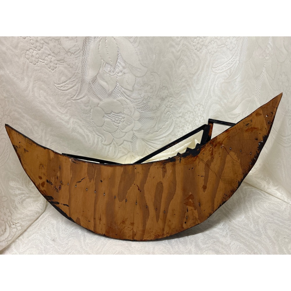 Vintage 1950s Folk Art Wood Moon Stairway to Heaven Crescent Trinket Wall Shelf - Picture 8 of 8